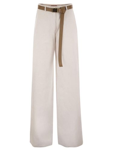 Belted Wide Leg Trousers - Max Mara Studio - Modalova