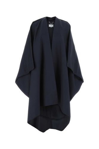 Navy Blue Wool Blend Cape - Maison Margiela - Modalova