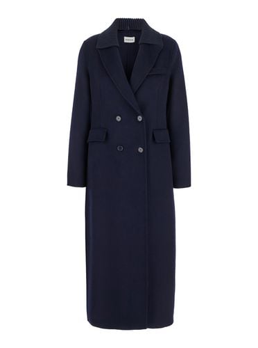 Long Double-breasted Coat With Ribbed Revers In Wool Woman - Parosh - Modalova