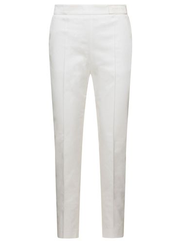 Straight Pants With Tonal Logo Patch In Stretch Cotton Woman - Moncler - Modalova