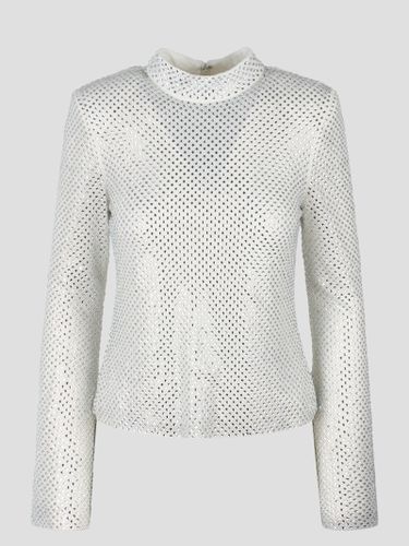 Silver Rhinestone Fishnet Top - self-portrait - Modalova