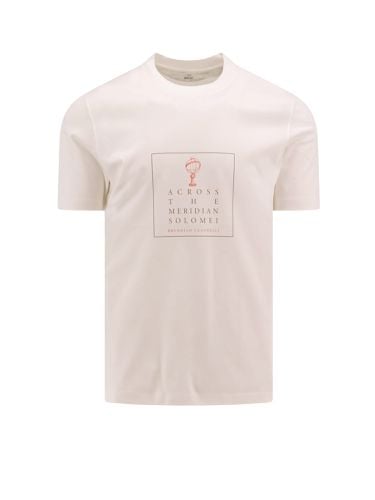 Cotton T-shirt With Frontal Print - Brunello Cucinelli - Modalova