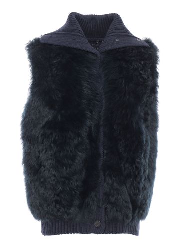 Shearling Vest With Knit Detail - Fabiana Filippi - Modalova