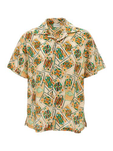 Multicolor Bowling Shirt With Jeu De Cartes Print In Linen And Cotton Man - Drôle de Monsieur - Modalova