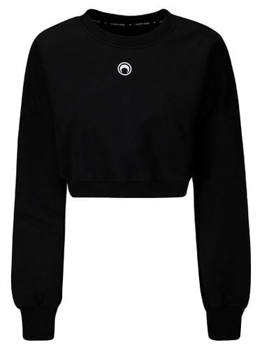 Moon Logo Fleece Cropped Sweatshirt - Marine Serre - Modalova