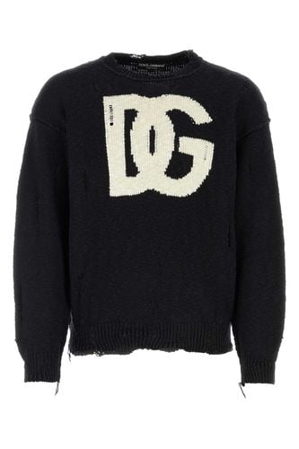 Black Cotton Blend Oversize Sweater - Dolce & Gabbana - Modalova