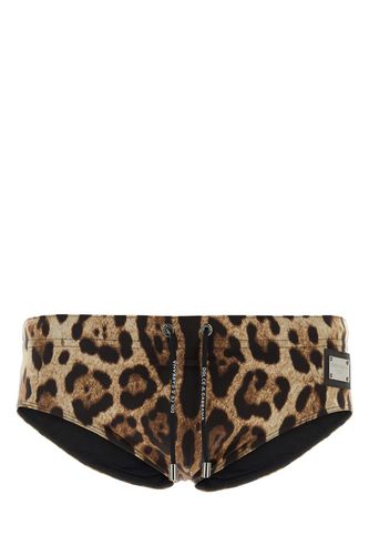 Printed Stretch Nylon Swimming Brief - Dolce & Gabbana - Modalova