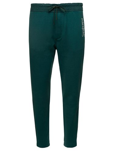 Green Jogging Pants With Drawstring And Logo Embroidery In Cotton Man - Saint Laurent - Modalova