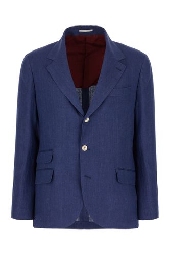 Blue Linen Blazer - Brunello Cucinelli - Modalova
