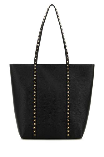 Black Leather Rockstud Shopping Bag - Valentino Garavani - Modalova