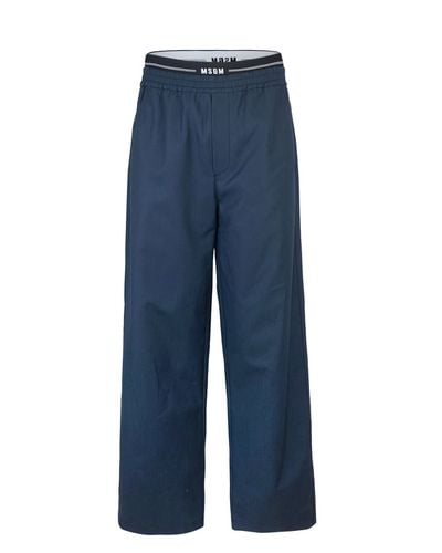 Logo Waistband Straight Leg Trousers - MSGM - Modalova