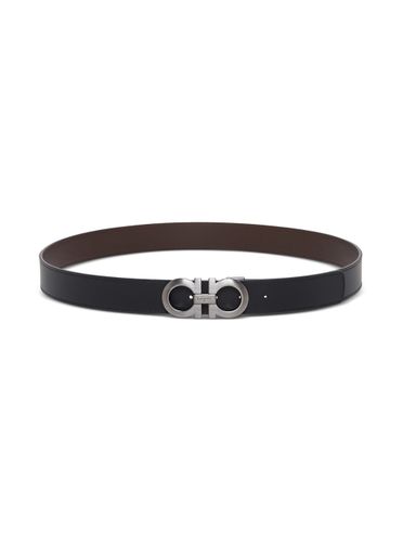 Salvatore Mans Bicolor Leather Belt With Logo Buckle - Ferragamo - Modalova