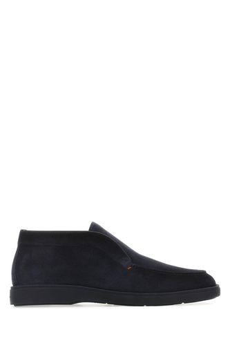 Santoni Navy Blue Suede Loafers - Santoni - Modalova