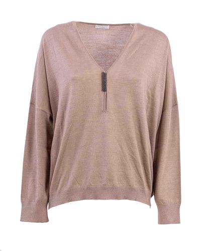 V-neck Knitted Jumper - Brunello Cucinelli - Modalova