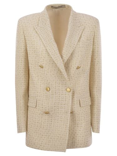 Double-breasted Cotton-blend Blazer - Tagliatore - Modalova