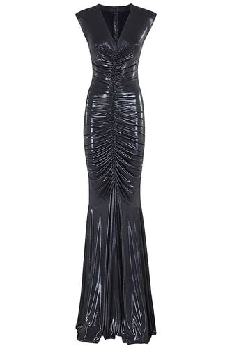 Sleeveless Deep V Neck Shirred Front Fishtail Gown - Norma Kamali - Modalova