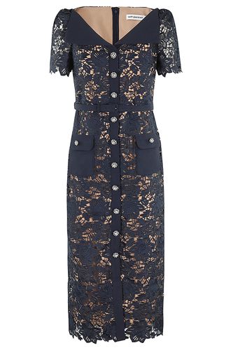 Lace Open Neck Midi Dress - self-portrait - Modalova