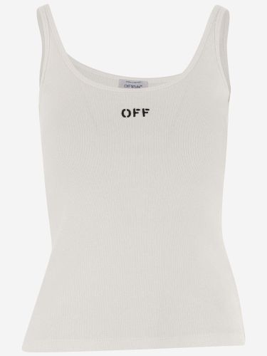 Stretch Cotton Tank Top With Logo - Off-White - Modalova