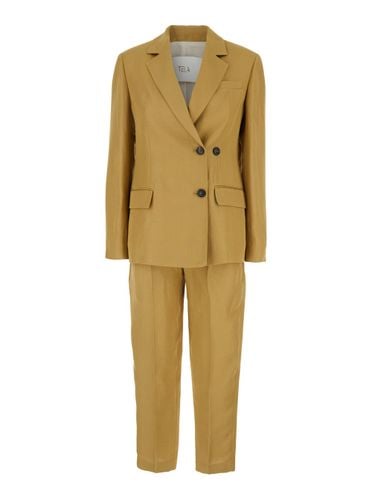 Double-breasted Suit With Notched Revers In Linen And Viscose Blend Woman - Tela - Modalova