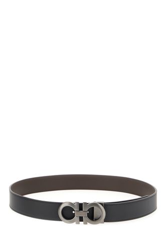 Black Leather Reversible Belt - Ferragamo - Modalova