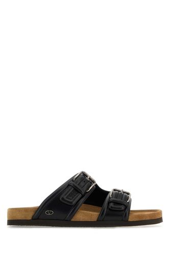 Black Leather Fussfriend Slippers - Valentino Garavani - Modalova