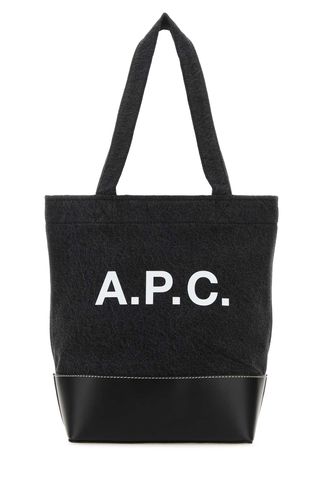 A. P.C. Black Denim And Leather Small Axel Shopping Bag - A.P.C. - Modalova