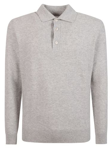 Long-sleeved Rib Trim Knit Polo Shirt - Brunello Cucinelli - Modalova