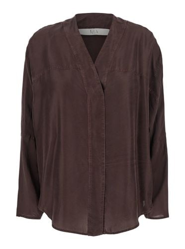 Scout Shirt With V-neck And Long Sleeves In Silk Woman - Tela - Modalova