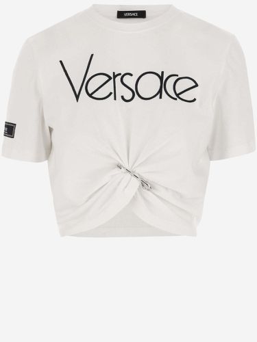 Cotton Crop T-shirt With Logo - Versace - Modalova