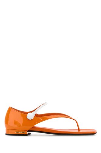 Orange Leather Thong Sandals - Miu Miu - Modalova