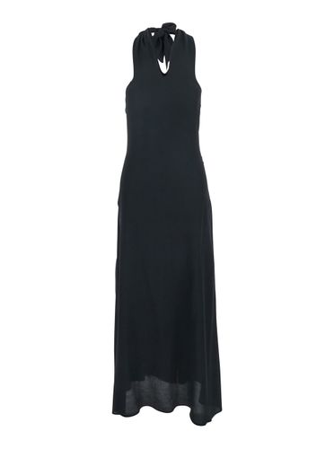 Long Dress With V-neck And Knot Closure In Fabric Woman - Federica Tosi - Modalova