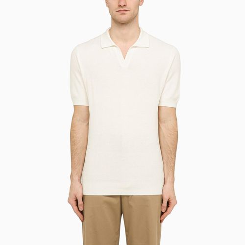 White Silk And Cotton Polo Shirt - Tagliatore - Modalova