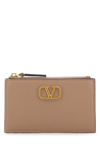 Powder Pink Leather Card Holder - Valentino Garavani - Modalova