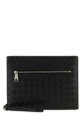 Black Leather Small Intrecciato Document Case - Bottega Veneta - Modalova