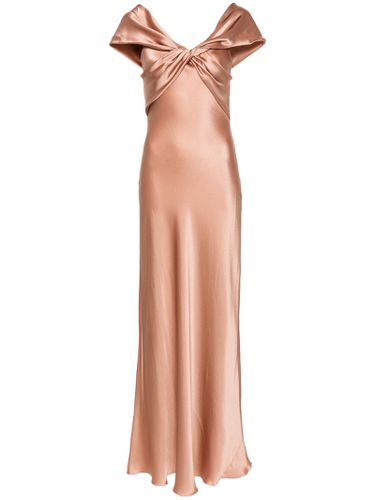 Long Bronze Silk Blend Satin Dress - Alberta Ferretti - Modalova