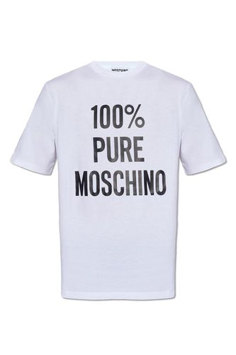 Slogan Printed Crewneck T-shirt - Moschino - Modalova