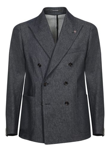 Denim Double-breasted Jacket - Tagliatore - Modalova