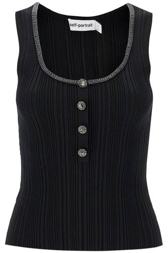 Embellished Ribbed Tank Top - self-portrait - Modalova