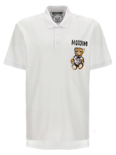 Drawn Teddy Bear Polo Shirt - Moschino - Modalova