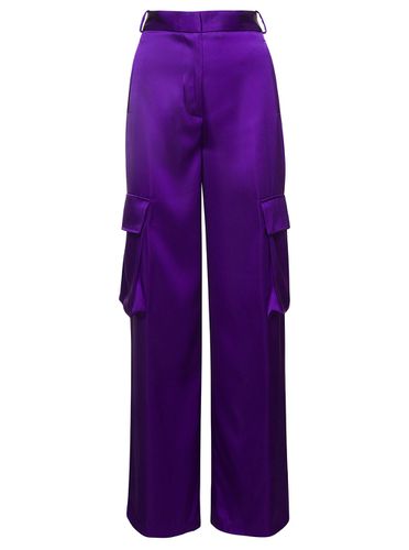 Purple Cargo Pants Satn Effect With Cargo Pockets In Viscose Woman - Versace - Modalova