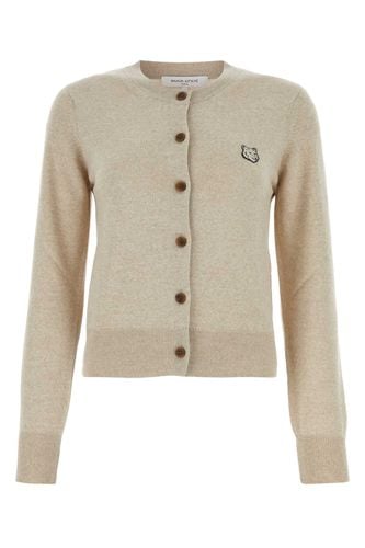 Melange Beige Wool Cardigan - Maison Kitsuné - Modalova