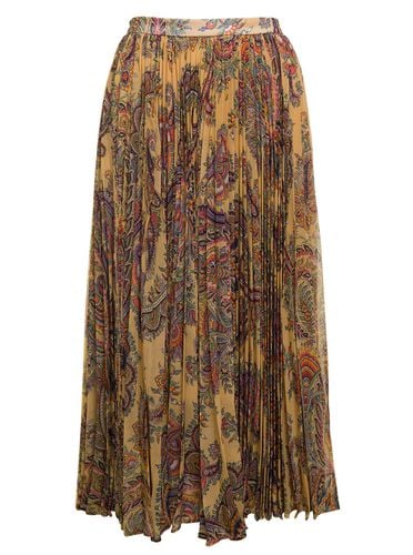 Maxi Multicolor Pleated Skirt With All-over Paisley Print In Fabric Woman - Etro - Modalova