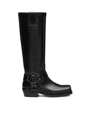 Mm Rockstud Calfskin Biker Boot - Valentino Garavani - Modalova