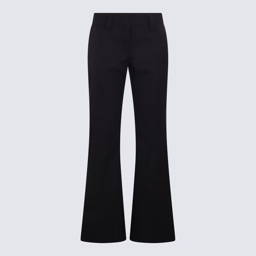 Navy Blue Wool Blend Flared Pants - Palm Angels - Modalova