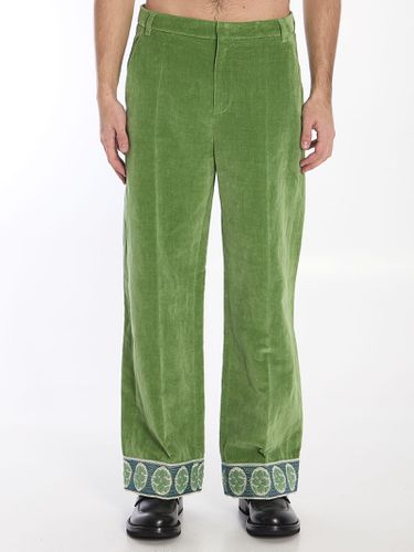 Velvet Trousers With Jacquard Hems - Valentino Garavani - Modalova