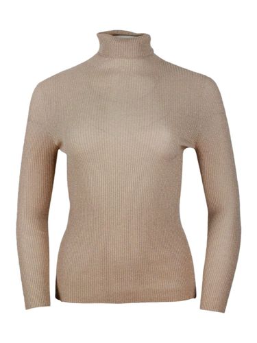 Long-sleeved Turtleneck Sweater In Merino Lamè Embellished With Shiny Lurex That Gives Brightness - Fabiana Filippi - Modalova