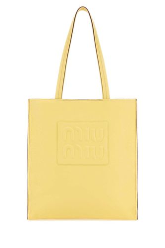 Pastel Yellow Leather Shopping Bag - Miu Miu - Modalova