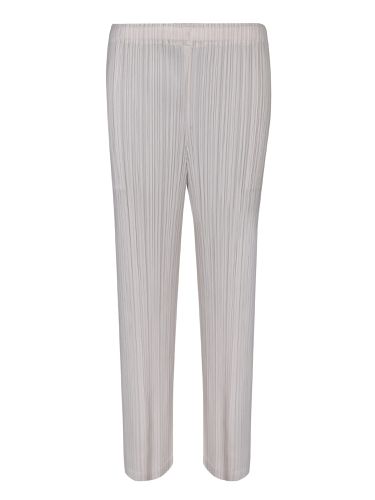 Pleats Please Ivory Straight Trousers - Issey Miyake - Modalova