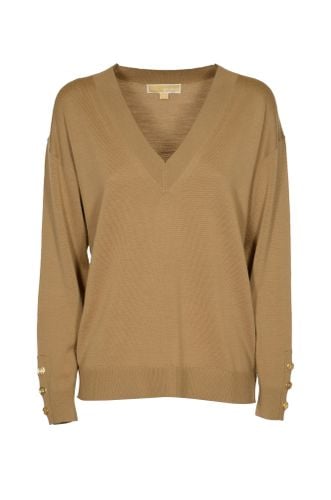 Vneck Rib Trim Sweater - MICHAEL Michael Kors - Modalova