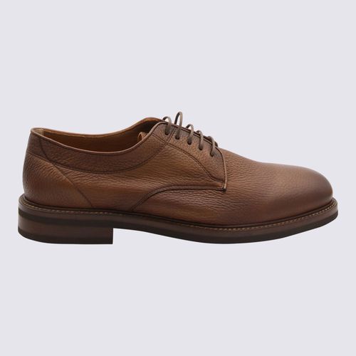 Cognac Leather Lace Up Shoes - Brunello Cucinelli - Modalova